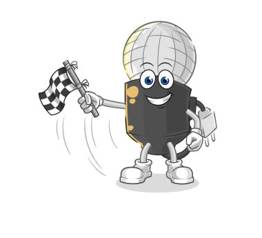 the mic hold finish flag. cartoon mascot vecto