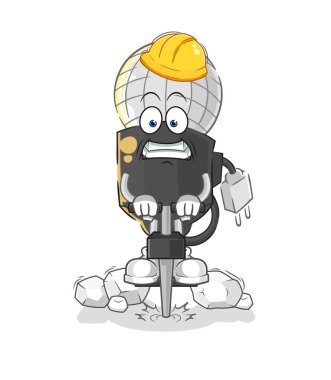 the mic drill the ground cartoon character vecto