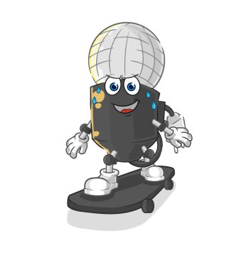 the mic riding skateboard cartoon character vecto