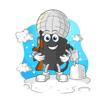 the mic soldier in winter. character mascot vecto