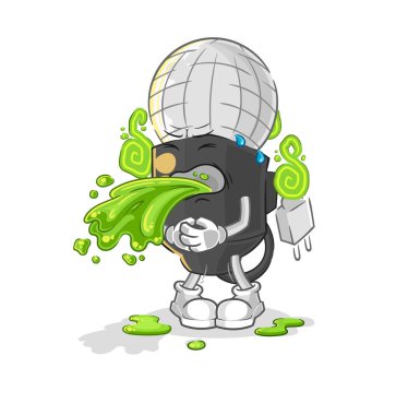 the mic throw up cartoon. cartoon mascot vecto