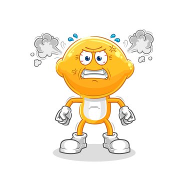 the lemon head very angry mascot. cartoon vecto