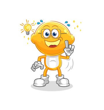 the lemon head got an idea cartoon. mascot vecto