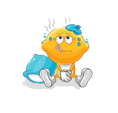 the lemon head sick vector. cartoon characte