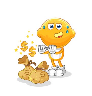 the lemon head refuse money illustration. character vecto