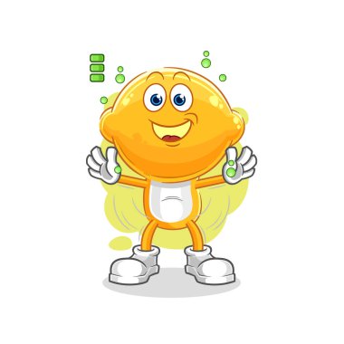 the lemon head full battery character. cartoon mascot vecto