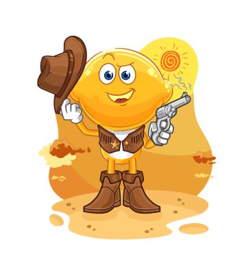 the lemon head cowboy with gun character vecto