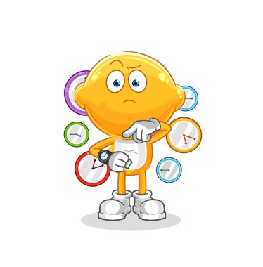 the lemon head with wristwatch cartoon. cartoon mascot vecto