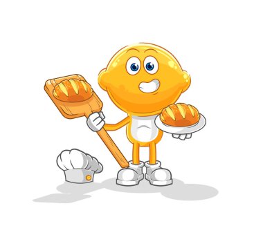 the lemon head baker with bread. cartoon mascot vecto