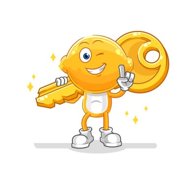 the lemon head carry the key mascot. cartoon vecto