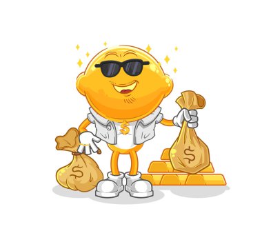 the lemon head rich character. cartoon mascot vecto