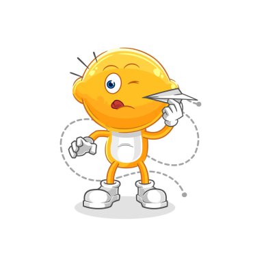 the lemon head with paper plane character. cartoon mascot vecto