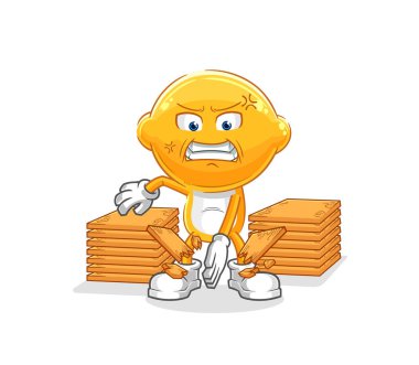 the lemon head karate mascot. cartoon vecto