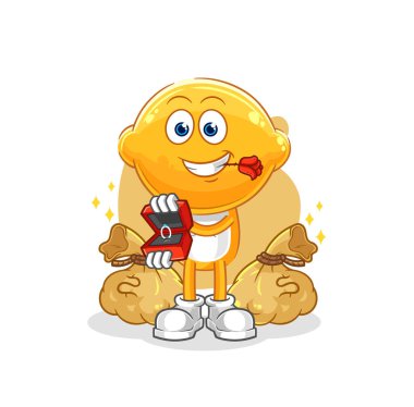 the lemon head propose with ring. cartoon mascot vecto