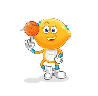 the lemon head playing basket ball mascot. cartoon vecto