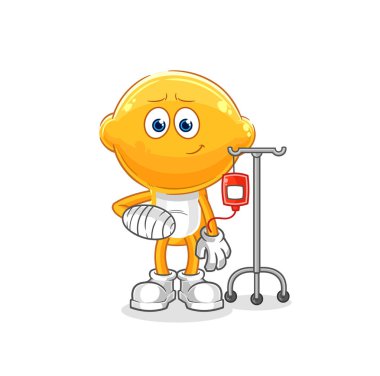 the lemon head sick in IV illustration. character vecto