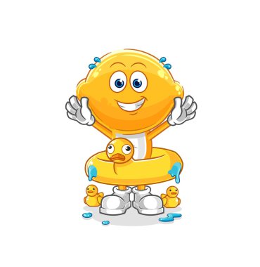 the lemon head with duck buoy cartoon. cartoon mascot vecto