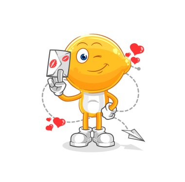the lemon head hold love letter illustration. character vecto