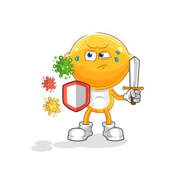 the lemon head against viruses cartoon. cartoon mascot vecto