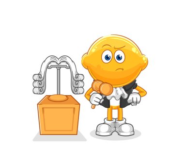 the lemon head judge holds gavel. character vecto