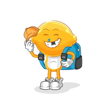 the lemon head goes to school vector. cartoon characte