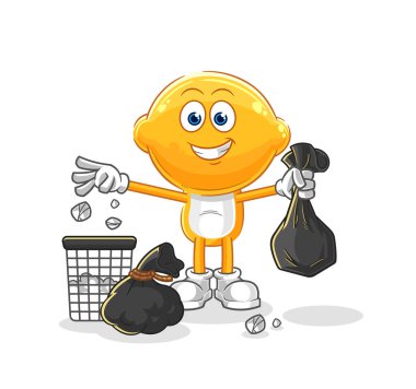 the lemon head Throw garbage mascot. cartoon vecto
