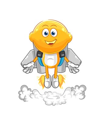 the lemon head with jetpack mascot. cartoon vecto