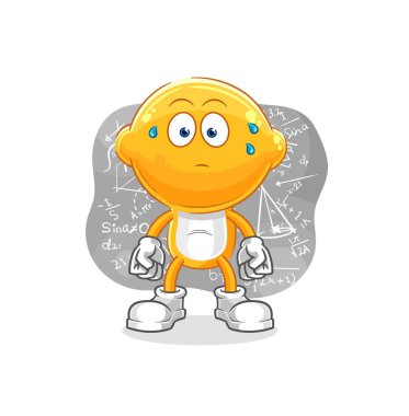 the lemon head thinking hard vector. cartoon characte