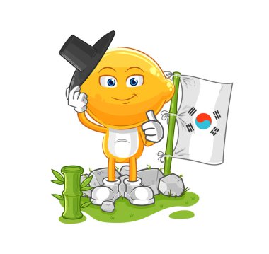 the lemon head korean character. cartoon mascot vecto