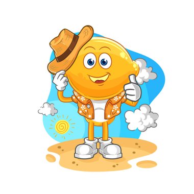 the lemon head go on vacation. cartoon mascot vecto