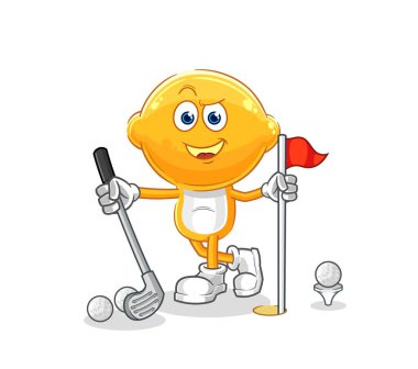 the lemon head playing golf vector. cartoon characte