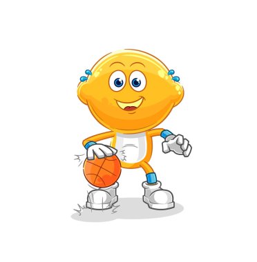 the lemon head dribble basketball character. cartoon mascot vecto