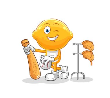 the lemon head playing baseball mascot. cartoon vecto