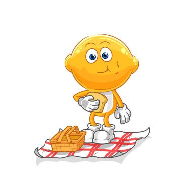 the lemon head on a picnic cartoon. cartoon mascot vecto