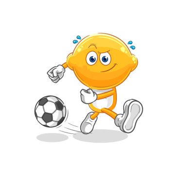 the lemon head kicking the ball cartoon. cartoon mascot vecto