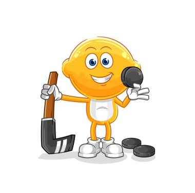 the lemon head playing hockey vector. cartoon characte