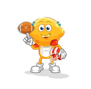 the lemon head playing rugby character. cartoon mascot vecto