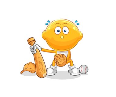 the lemon head baseball Catcher cartoon. cartoon mascot vecto