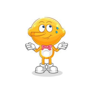 the lemon head lie like Pinocchio character. cartoon mascot vecto
