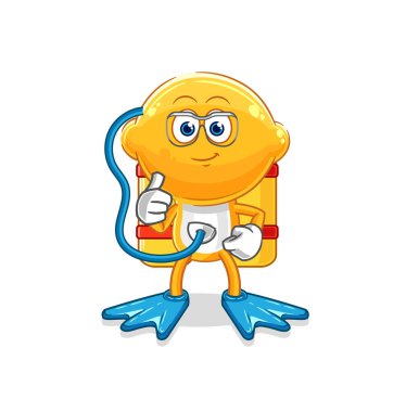 the lemon head diver cartoon. cartoon mascot vecto