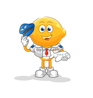 the lemon head pilot mascot. cartoon vecto