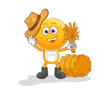 the lemon head farmer mascot. cartoon vecto