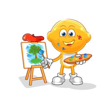 the lemon head artist mascot. cartoon vecto