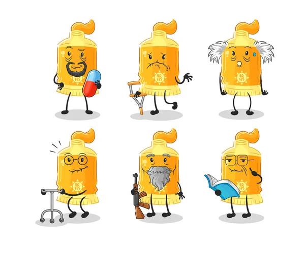 Sunscreen Elderly Character Cartoon Mascot Vecto — Stock Vector