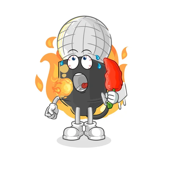 Mic Eat Hot Chilie Mascot Cartoon Vecto — Stock Vector