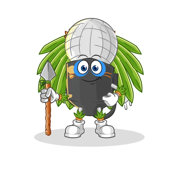 the mic tribal man mascot. cartoon vecto