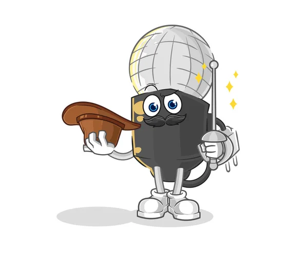 Mic Fencer Character Cartoon Mascot Vecto — Stock Vector