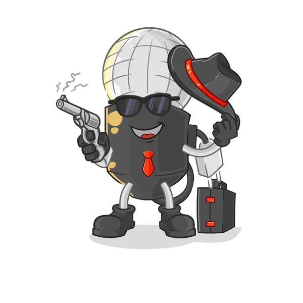 Mic Mafia Gun Character Cartoon Mascot Vecto — Stock vektor