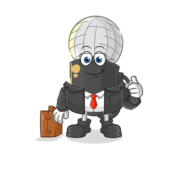 Mic Office Worker Mascot Cartoon Vecto — Stock Vector