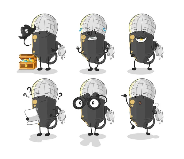 Mic Pirate Group Character Cartoon Mascot Vecto — 图库矢量图片